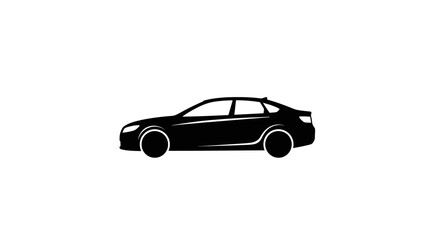 Black sedan car icon on isolated white background