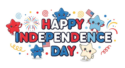 Fototapeta premium Colorful Happy Independence Day Text Illustration.