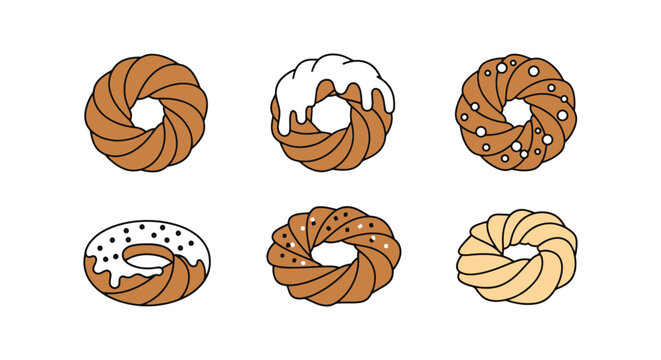 Cruller Line art vector set dynamic modern artistic abstract illustration