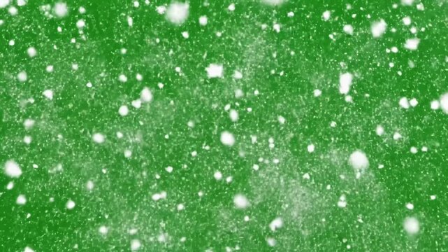 Green Screen falling snow winter background scene 3 with distortion, overlay, glitch, static noise, scan lines on black background, 4k animated video loop