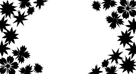 Black Silhouettes of Flowers on White Background. © Robbanadolamna