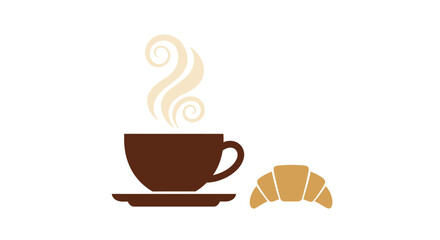 Obraz premium Breakfast coffee and croissant minimalist graphic icon