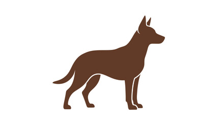 Brown dog silhouette standing in minimalist flat illustration style
