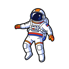 Cartoon astronaut floating in white spacesuit illustration