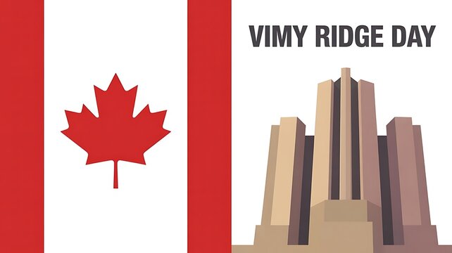 Vimy Ridge Day with Canadian flag and monument Canada