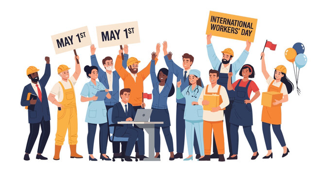 Diverse Group of People Celebrating Labor Day.