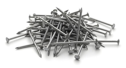 Assorted metal screws and bolts scattered together in a pile