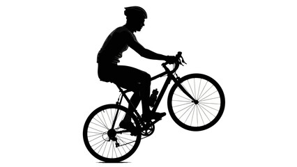 Fototapeta premium Man Riding a Bicycle Silhouette Profile.