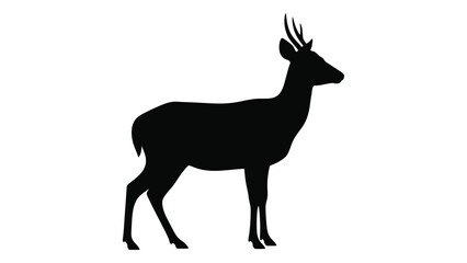 Obraz premium Silhouette of a deer standing in profile against a white background