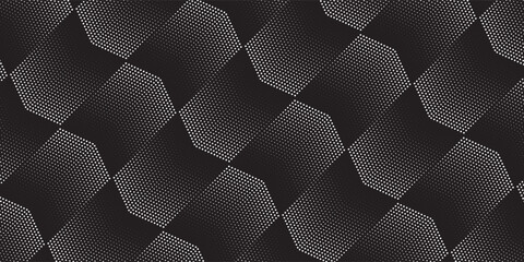 Fototapeta premium Seamless halftone hexagon shape dot pattern vector, Geometric Halftone Abstract pattern for Fabric and textile printing, sport jersey texture, wrapping paper, backdrops and packaging