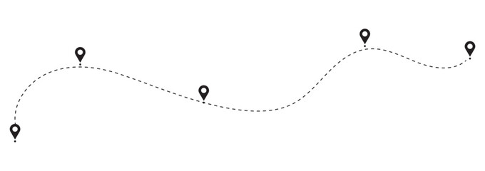 Continuous line drawing of a paper airplane flight path from a location pin Vector, illustration. single line art drawing location icon.  © GHDcreativedesigner