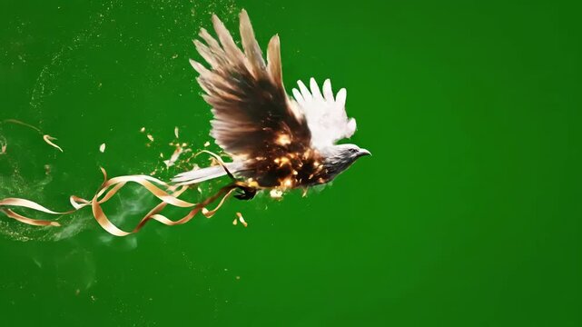 Green Screen bird effect background scene 1 with distortion, overlay, glitch, static noise, scan lines on black background, 4k animated video loop