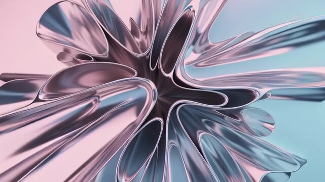 Abstract Metallic Flower Rotation Animation.