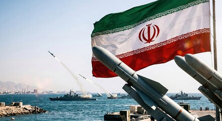 Fototapeta premium Iran rockets, persian gulf, war iran and usa