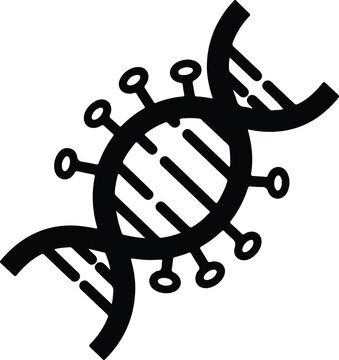 Vector DNA strand combined with a virus cell medical research silhouette design