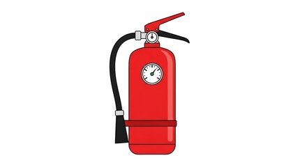 Red Fire Extinguisher Safety Equipment Illustration.