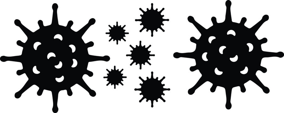 Vector microscopic virus bacteria cells pathogen disease germ microorganism silhouette design