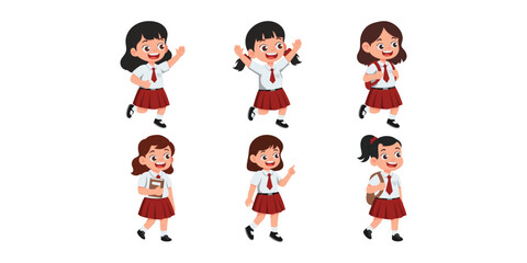 Fototapeta premium Illustration Girl of School Students Indonesian