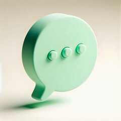 3D message chat bubble icon: A modern, minimalist chat bubble, its soft pastel hue hinting at open communication and dialogue, representing the essence of digital interaction.
