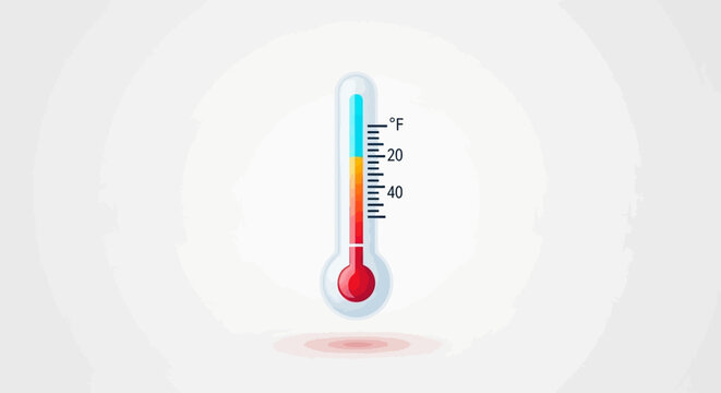 Colorful thermometer showing temperature in Fahrenheit degrees