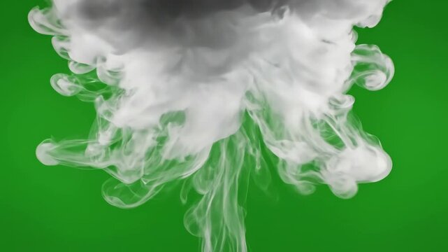 Green Screen rising white smoke on background scene 3 with distortion, overlay, glitch, static noise, scan lines black background, 4k animated video loop