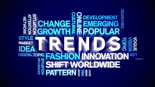 Trends animated word cloud-text design animation tag kinetic typography seamless loop.