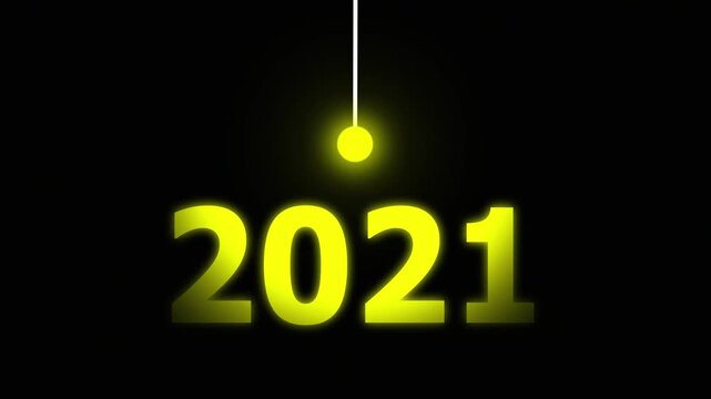 Yellow Idea Lighting Up 2021 &ndash; Futuristic New Year Concept Symbolizing Innovation, Hope, Strategy and Forward Thinking Success.