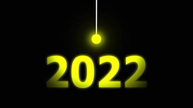 Yellow Idea Lighting Up 2022 &ndash; Futuristic New Year Concept Symbolizing Innovation, Hope, Strategy and Forward Thinking Success.