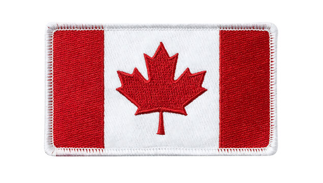 Embroidered Canada Flag Patch with Transparent Background Red Maple Leaf Emblem for Design and Craft