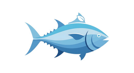 Naklejka premium Blue tuna fish illustration with fins and scales on white background for food or ocean concepts