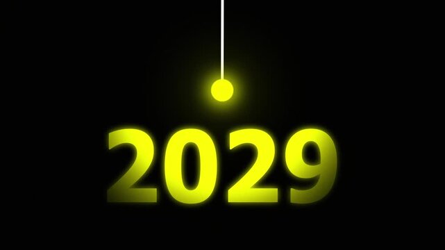 Yellow Idea Lighting Up 2029 &ndash; Futuristic New Year Concept Symbolizing Innovation, Hope, Strategy and Forward Thinking Success.