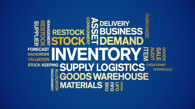 inventory animated word cloud-text design animation tag kinetic typography seamless loop.