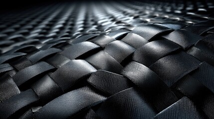 Fototapeta premium Dark grey carbon fiber texture, woven pattern, automotive racing background, modern industrial material, tough surface 