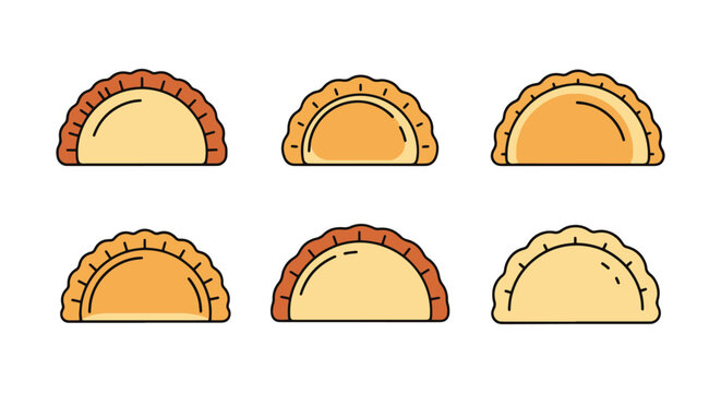 Empanadas Line art vector set vibrant abstract gradient color