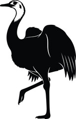 Fototapeta premium Silhouette illustration of a crane bird standing on one leg vector design