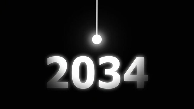 Bright Idea Lighting Up 2034 &ndash; Futuristic New Year Concept Symbolizing Innovation, Hope, Strategy and Forward Thinking Success.