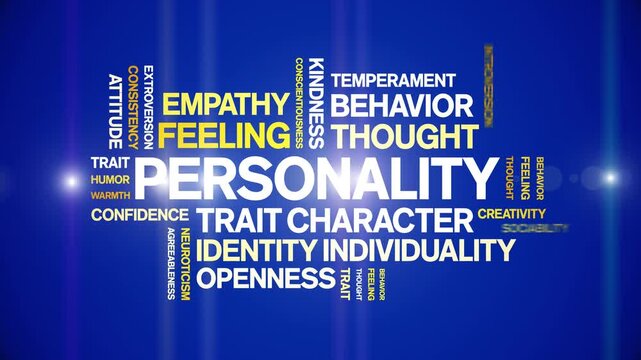 Personality animated word cloud-text design animation tag kinetic typography seamless loop.