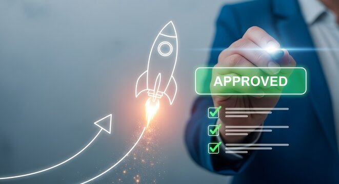 Launch approval symbolizing successful project initiation and growth.