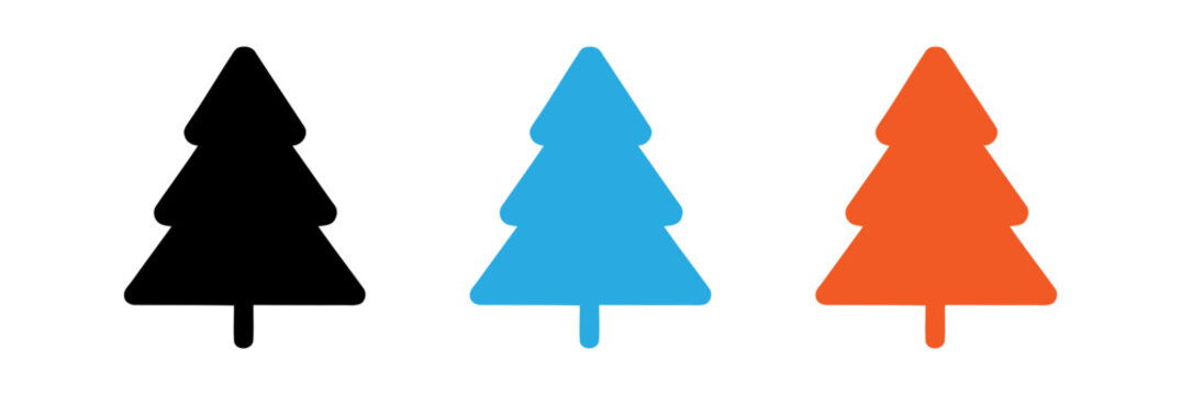 set of colorful pine tree vector icon