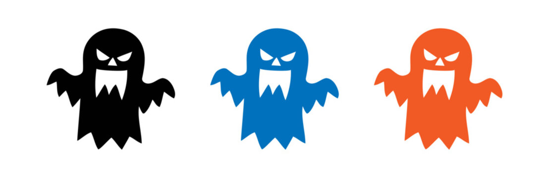 set of colorful ghost icons