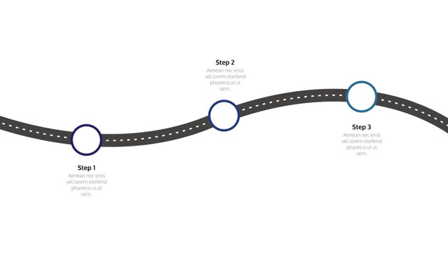 Winding Road Path Three Step Infographic Timeline Roadmap Template