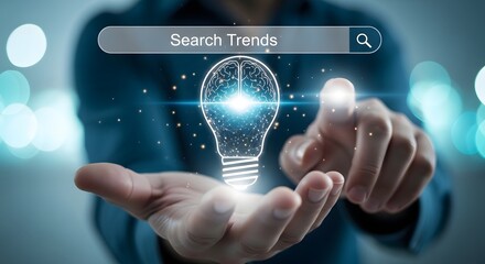 Fototapeta premium Exploring digital innovation through search trends and bright ideas