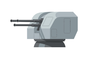 Gray military turret with two barrels © Ruby Laden