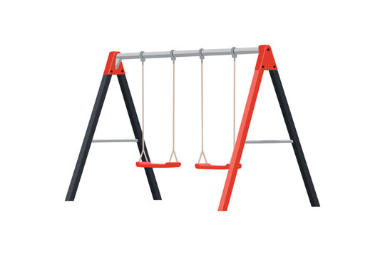 Red and black swing set with two swings playground