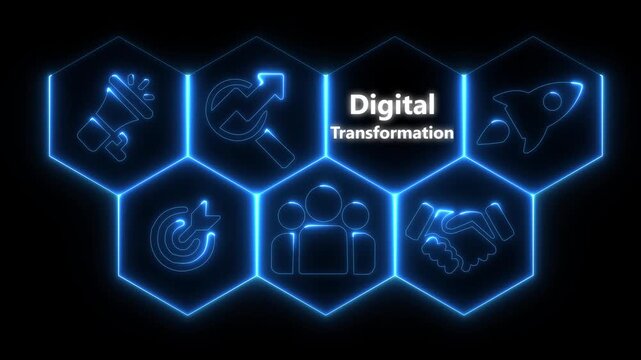 Business Digital Transformation concept animated on abstract technology background . Business, Technology, Internet and networking concept