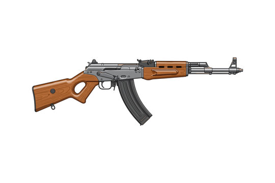 Ak 47 rifle with wooden stock and grip ak47 firearm