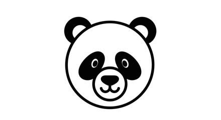 Cute minimalist panda head cartoon on white background © Yakup