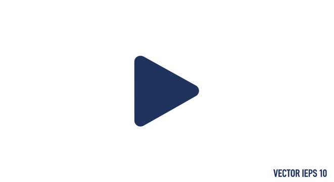 Dark blue play button icon on white background
