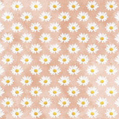 Obraz premium Seamless Daisy Floral Pattern on Watercolor Background