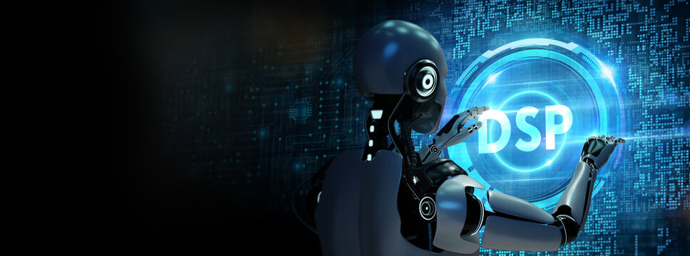 DSP - Demand Side Platform usiness, Technology, Internet and network concept. 3d illustration